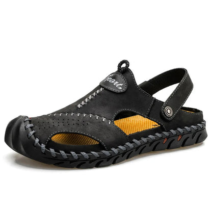 Fashion Men's Sandals Outdoor Hollow Leather Sandals Shoes Men Breathable Shoes Oversized Water Trekking Beach Sandals Casual Platonelstore