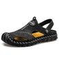Fashion Men's Sandals Outdoor Hollow Leather Sandals Shoes Men Breathable Shoes Oversized Water Trekking Beach Sandals Casual Platonelstore