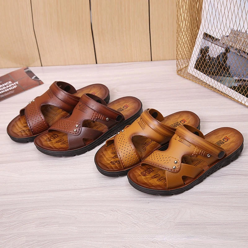 Men's Beach Open Toe Shoes Sandals High Quality Non-slip Men Slippers Breathable Two Uses Male Footwear Mens Summer Outdoor Shoe Platonelstore