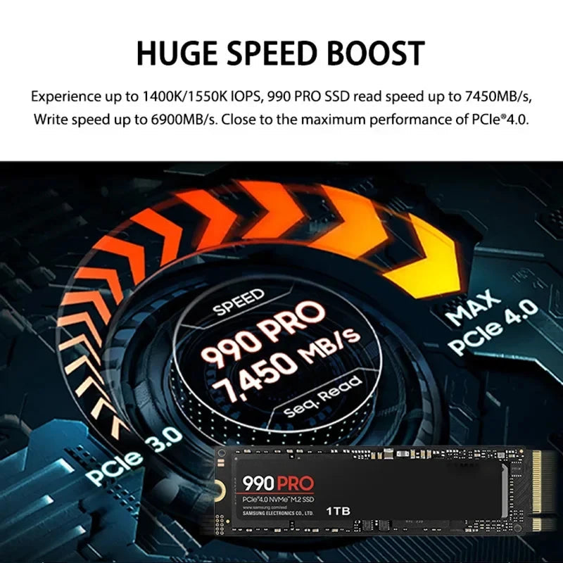 SSD Solid State 4TB 2TB 1TB Drive990 PRO M.2 2280 SSD PCIe4.0 NVMe Gaming Internal Hard Drive 7450MB/S For PS5 Laptop Desktop Platonel