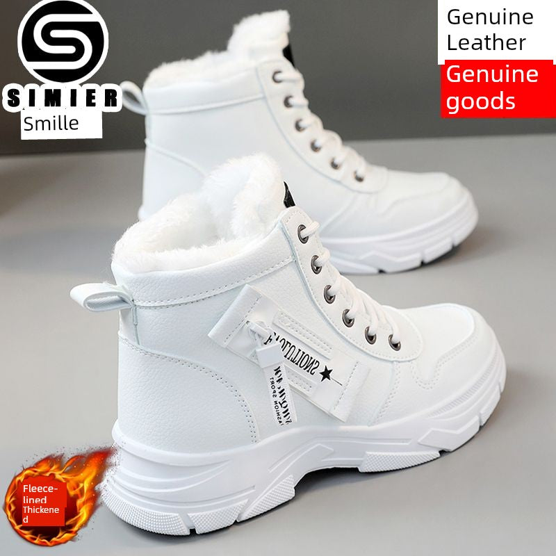 Smir 2024 New Sports Shoes Women's High-Top Winter Fleece-lined Thickening Thermal Cotton Shoes Platform Snow Boots Women Platonelstore