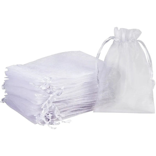 100pcs/lot Organza Gift Bag For Jewelry White Drawstring Pouches For Wedding Christmas Candy Gift Bags Jewelry Packing Platonelstore