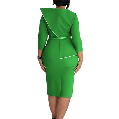 Elegant African Printed Wraparound Pencil Dress Women's Fashion Spring New Style D551 OL Skirt Bodycon Dress Elegant Manner Platonelstore