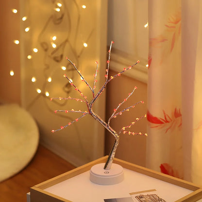 Fairy Light Spirit Tree Lamp Sparkly Tree Lamp Battery/USB Operated LED Mini Tree Warm Light Pearl Starry Night Light Platonel