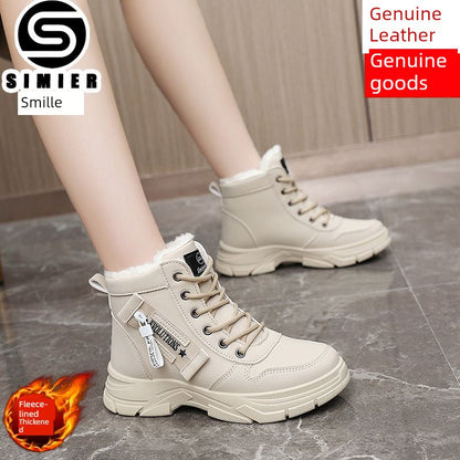 Smir 2024 New Sports Shoes Women's High-Top Winter Fleece-lined Thickening Thermal Cotton Shoes Platform Snow Boots Women Platonelstore