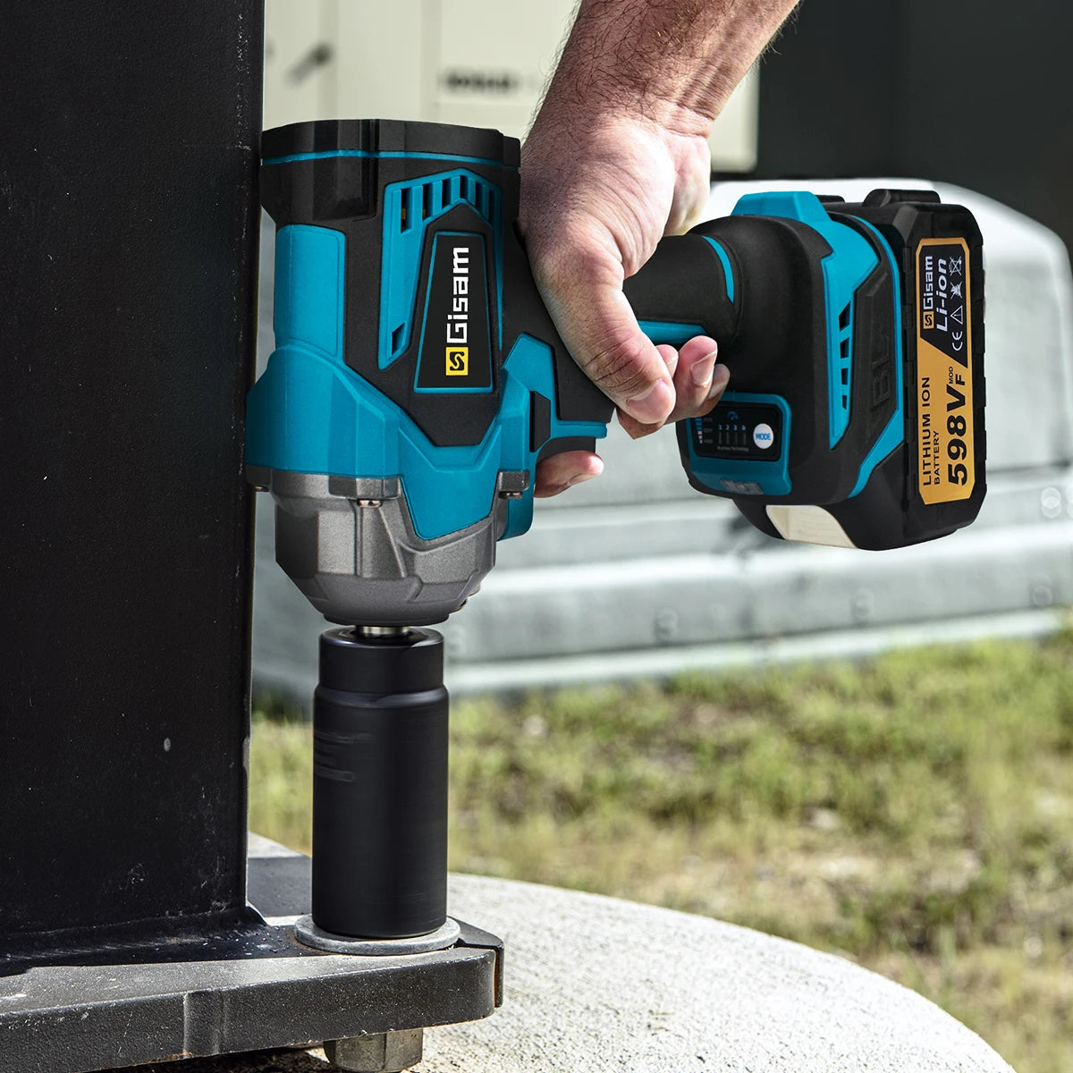 Gisam 1200N.M Torque Brushless Electric Impact Wrench 1/2 inch Cordless Wrench Screwdriver Power Tools For Makita 18V Battery Platonelstore