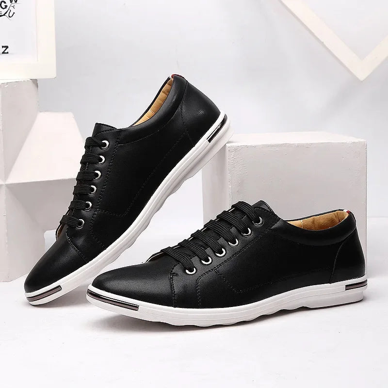 Fashion Large Size Solid Color Male Board Shoes Spring Autumn Designer New Men's Outdoor Walking Shoes Lace Leather Sneakers Man Platonelstore