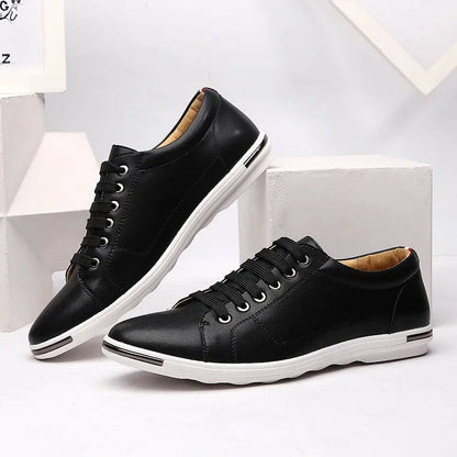 Fashion Large Size Solid Color Male Board Shoes Spring Autumn Designer New Men's Outdoor Walking Shoes Lace Leather Sneakers Man Platonelstore