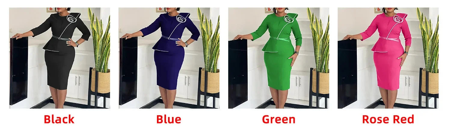Elegant African Printed Wraparound Pencil Dress Women's Fashion Spring New Style D551 OL Skirt Bodycon Dress Elegant Manner Platonelstore