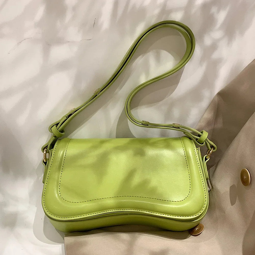 Women PU Shoulder Bag Versatile Leather Handbag Casual Trendy Crossbody Bag Flap Girl Satchel Purse Platonelstore