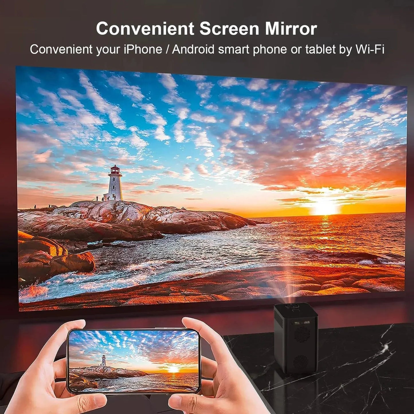 HONGTOP S30MAX Android Wifi 4k Smart Portable Projector with WiFi and Bluetooth Pocket Outdoor 4K 9500L Android 10.0 Projector Platonel