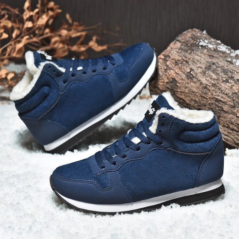 Winter Snow Boots Men Plush Warm Women Boots Suede Leather Ankle Boot Comfortable Light Couple Waterproof Sneakers Big Size 48 Platonelstore