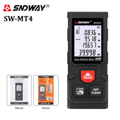 SNDWAY Laser Distance Meter 100M 80M 60M 40M Rangefinder Laser Tape Measure Trena Digital Range Finder Ruler Roulette Platonel
