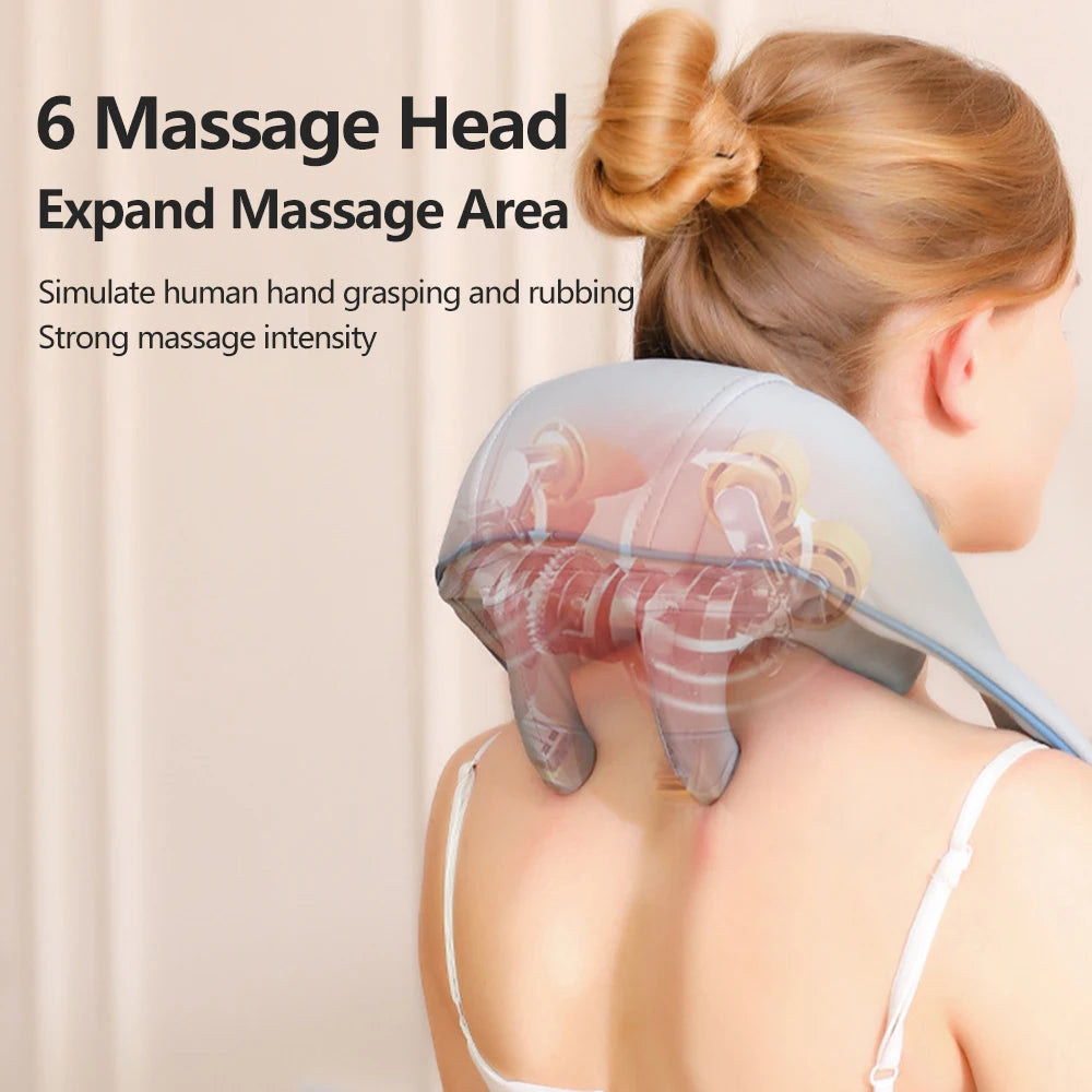 Massagers for Neck and Shoulder with Heat Shiatsu Kneading Neck Massager Rechargeable Cervical Massage Shawl Soothing Muscle Platonel