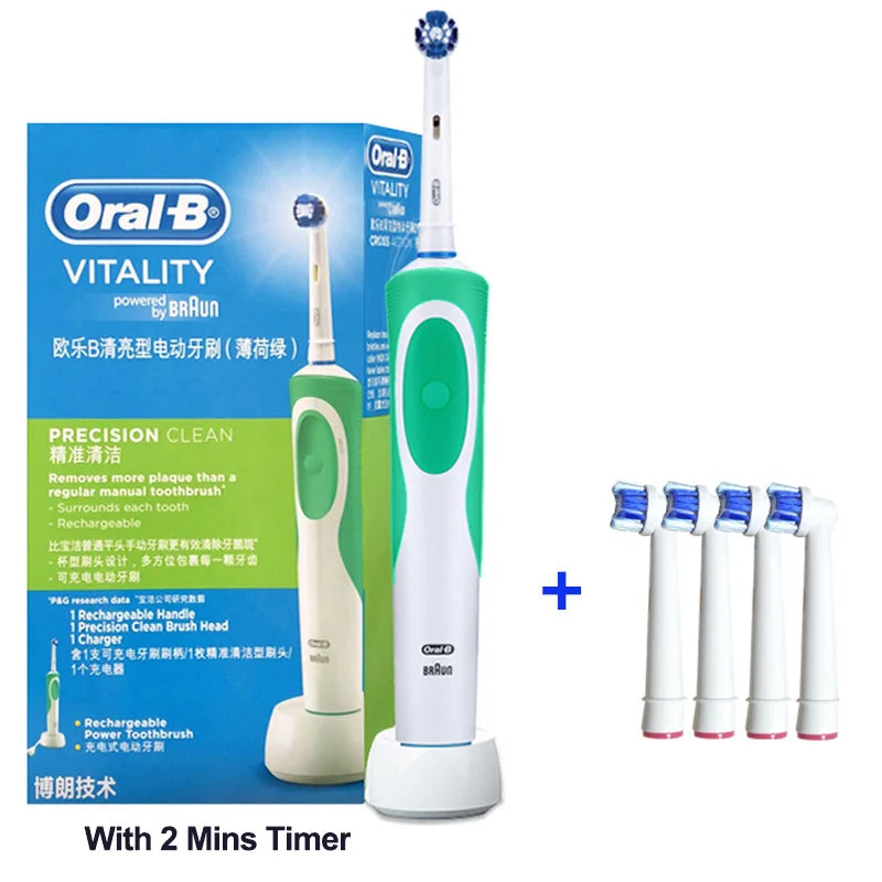 Electric Toothbrush 2D Rotary Vibration Clean Charging Tooth Brush Cross Action Bristle Oral Care 4 Gift Brush Heads Free Platonel