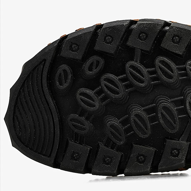 Fashion Men's Sandals Outdoor Hollow Leather Sandals Shoes Men Breathable Shoes Oversized Water Trekking Beach Sandals Casual Platonelstore