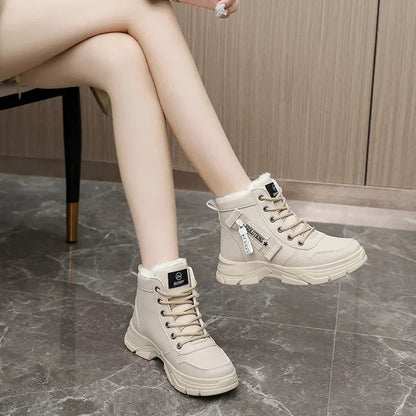 Women Boots 2024Winter Fashion Waterproof Height Increased Snow Boots Warm Plus High Top CottonShoes Platform Sports Ankle Boots Platonelstore