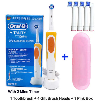 Electric Toothbrush 2D Rotary Vibration Clean Charging Tooth Brush Cross Action Bristle Oral Care 4 Gift Brush Heads Free Platonel