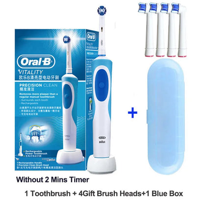 Electric Toothbrush 2D Rotary Vibration Clean Charging Tooth Brush Cross Action Bristle Oral Care 4 Gift Brush Heads Free Platonel