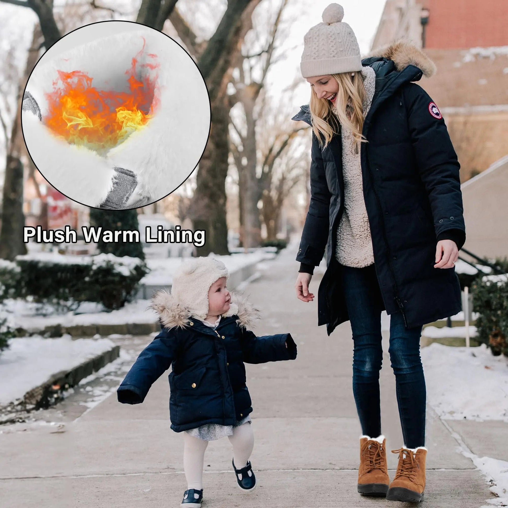 Crestar Women Winter Boots Lady Girls Fashion Warm Cotton Fur Lined Shoes Lace Up Comfortable Non Slip Ankle Platform Snow Boots Platonelstore