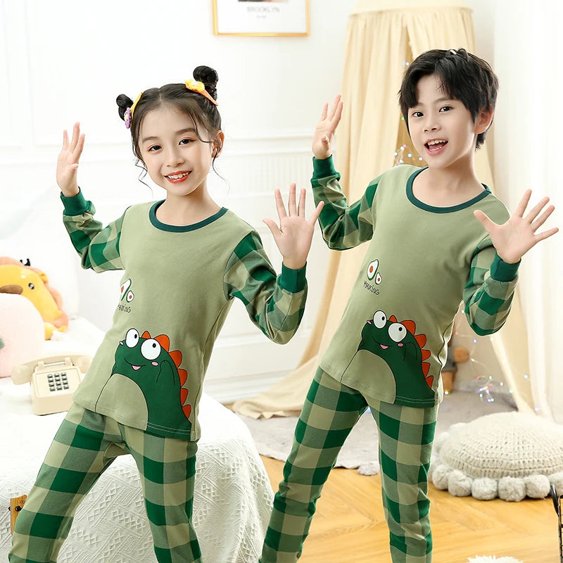 Spring Autumn Girls Cotton Pajamas Baby Full Sleeve Soft Sleepwear Children Winter Underwear Sets Kids Cartoon Pijamas Boys Pjs Platonelstore
