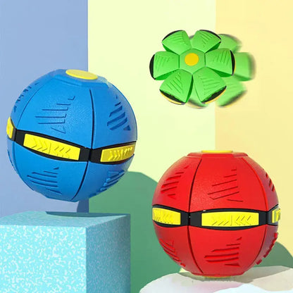 Dog Toys Flying Disc Ball Interactive Outdoor Exercise Training Game Magic Deformation Flat Throw Disc Bouncy Ball Pet Supplies Platonel