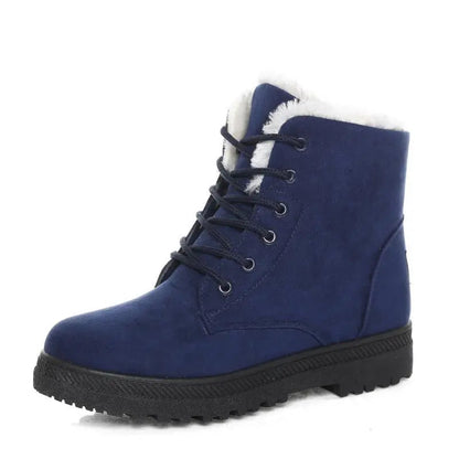 Crestar Women Winter Boots Lady Girls Fashion Warm Cotton Fur Lined Shoes Lace Up Comfortable Non Slip Ankle Platform Snow Boots Platonelstore