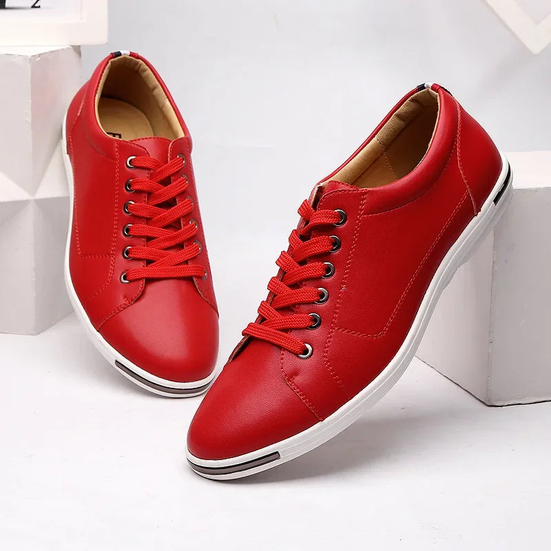 Fashion Large Size Solid Color Male Board Shoes Spring Autumn Designer New Men's Outdoor Walking Shoes Lace Leather Sneakers Man Platonelstore
