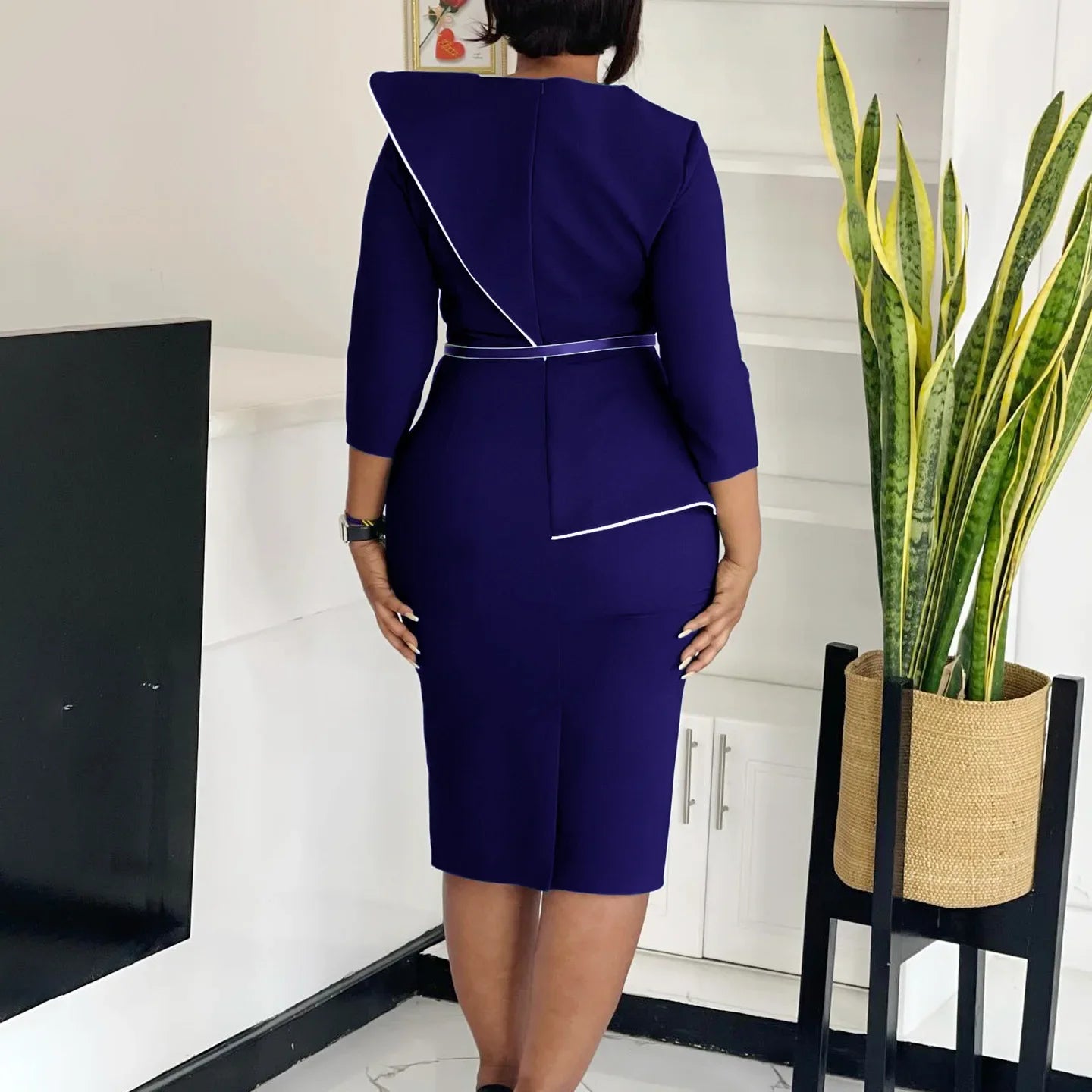 Elegant African Printed Wraparound Pencil Dress Women's Fashion Spring New Style D551 OL Skirt Bodycon Dress Elegant Manner Platonelstore