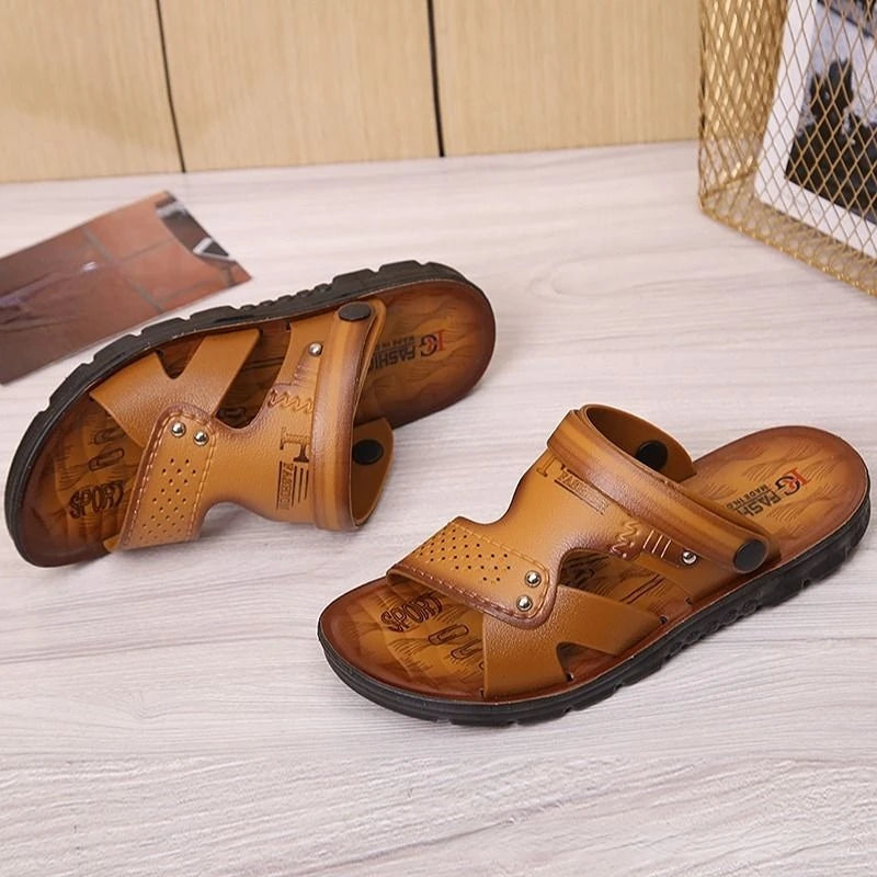 Men's Beach Open Toe Shoes Sandals High Quality Non-slip Men Slippers Breathable Two Uses Male Footwear Mens Summer Outdoor Shoe Platonelstore