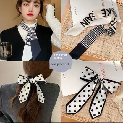 Girls' Vintage Bow Thin Narrow Polka Dot Winter Hair Band Platonelstore