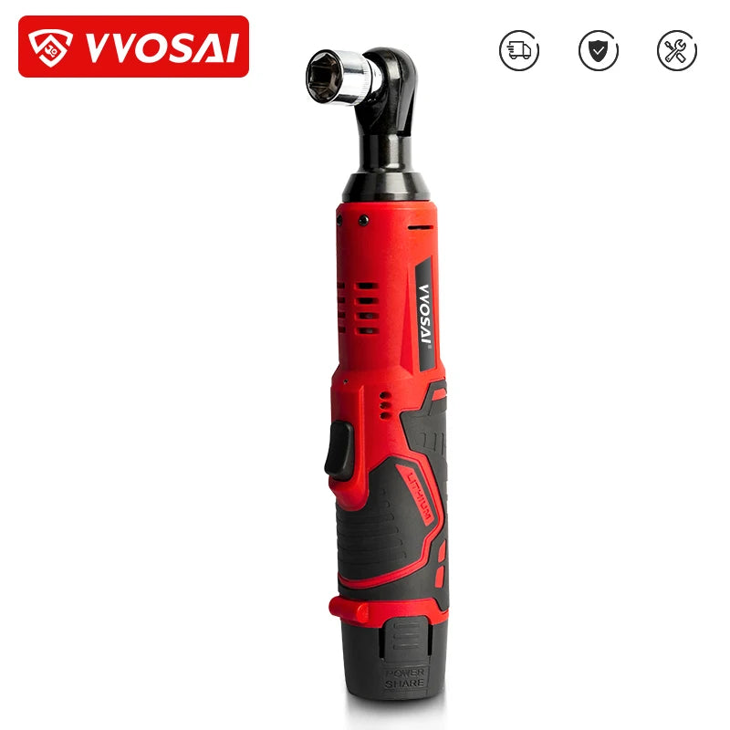 VVOSAI 45NM Cordless Electric Wrench 12V 3/8 Ratchet Wrench set Angle Drill Screwdriver to Removal Screw Nut Car Repair Tool Platonelstore