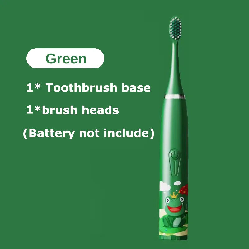 Cartoon Electric Toothbrush Twins Kids Sonic Electric Toothbrushes with 5 Replacement Brush Heads Battery Electric Teeth Brush Platonelstore