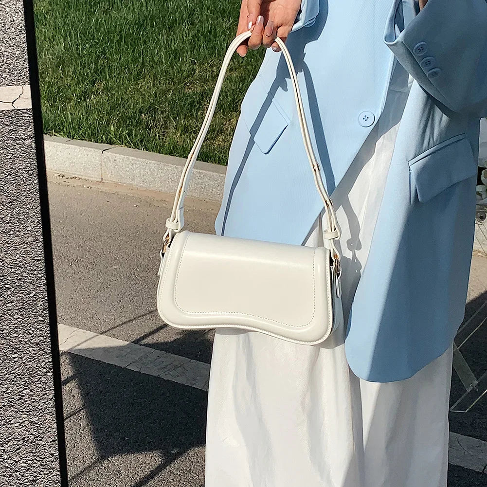 Women PU Shoulder Bag Versatile Leather Handbag Casual Trendy Crossbody Bag Flap Girl Satchel Purse Platonelstore