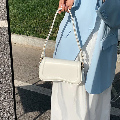 Women PU Shoulder Bag Versatile Leather Handbag Casual Trendy Crossbody Bag Flap Girl Satchel Purse Platonelstore
