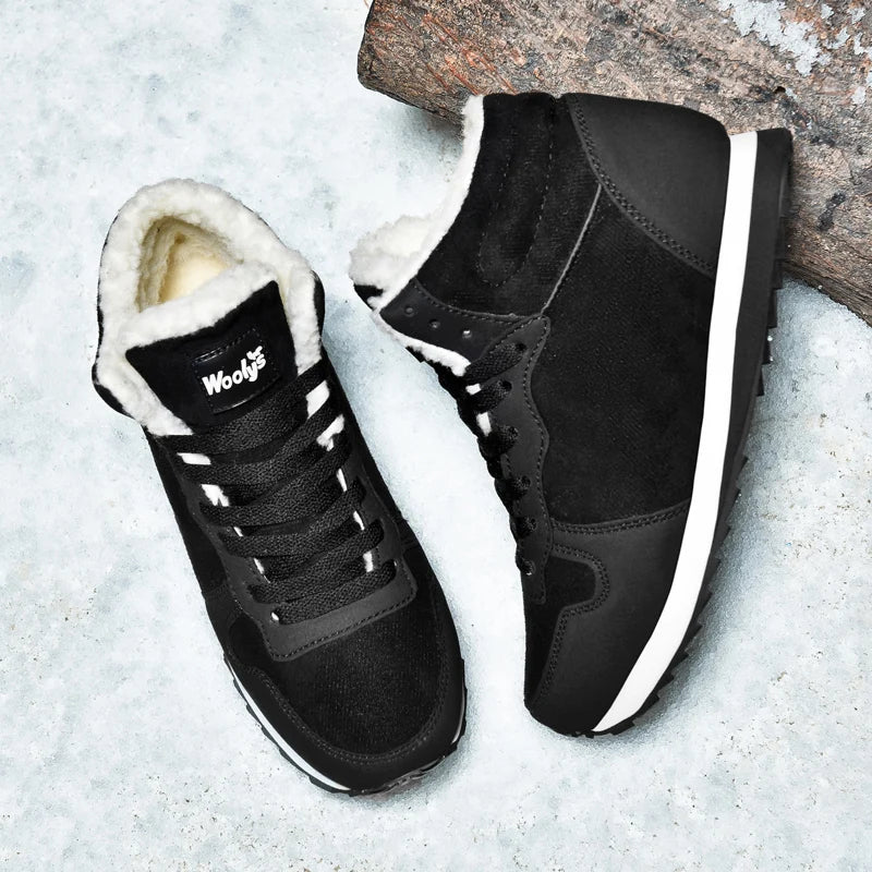 Winter Snow Boots Men Plush Warm Women Boots Suede Leather Ankle Boot Comfortable Light Couple Waterproof Sneakers Big Size 48 Platonelstore