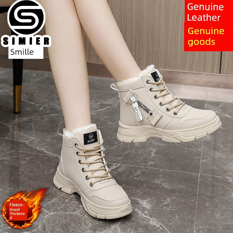 Smir 2024 New Sports Shoes Women's High-Top Winter Fleece-lined Thickening Thermal Cotton Shoes Platform Snow Boots Women Platonelstore