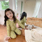Children's Pajamas Set Autumn and Winter Long-sleeved Tops Cute Design Cartoon Pattern + Trousers Simple Style Home Clothes Platonelstore