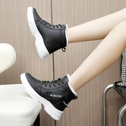 Women Boots 2024Winter Fashion Waterproof Height Increased Snow Boots Warm Plus High Top CottonShoes Platform Sports Ankle Boots Platonelstore