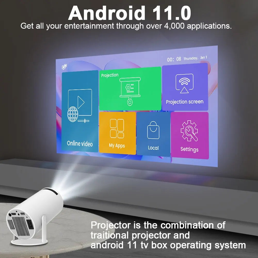 Magcubic Projector Hy300 4K Android 11 Dual Wifi6 200 ANSI Allwinner H713 BT5.0 1080P 1280*720P Home Cinema Outdoor Projetor Platonel