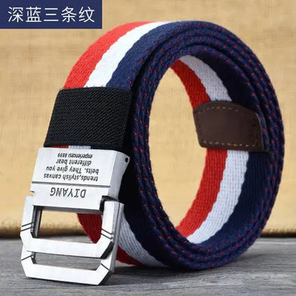New Canvas Belt Man Belt Girl Teenager Double Ring Buckle Jeans with Military Student Cloth Belt Designer Belts pas taktyczny Platonelstore