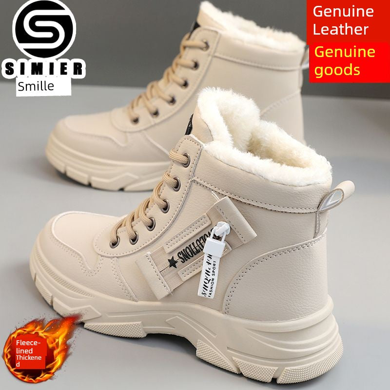 Smir 2024 New Sports Shoes Women's High-Top Winter Fleece-lined Thickening Thermal Cotton Shoes Platform Snow Boots Women Platonelstore