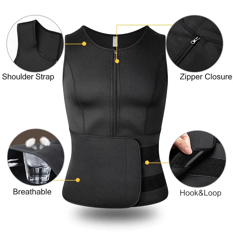 Men Body Shaper Waist Trainer Vest Slimming Sauna Sweat Vest Compression Undershirt Shapewear  Workout Tank Tops  Corset Platonelstore