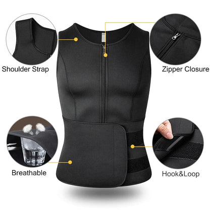 Men Body Shaper Waist Trainer Vest Slimming Sauna Sweat Vest Compression Undershirt Shapewear  Workout Tank Tops  Corset Platonelstore