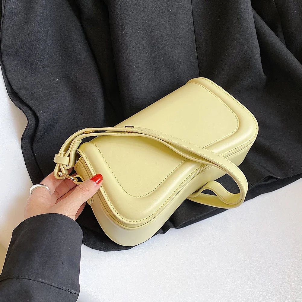 Women PU Shoulder Bag Versatile Leather Handbag Casual Trendy Crossbody Bag Flap Girl Satchel Purse Platonelstore