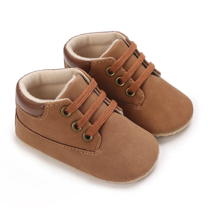 Newborn Baby Shoes Classic Leather Soft Soles Non Slip Toddler Walking Shoes for Boys and Girls 0-18M First Step Walking Shoes Platonelstore
