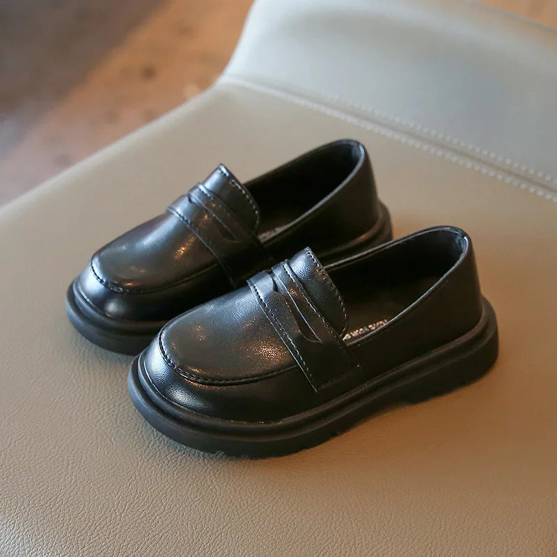 Children Leather Shoes Spring Autumn Slip-on Boys Loafers Black Party Shoes Girls Students Dress Flats Formal Wedding Kids Shoes Platonel