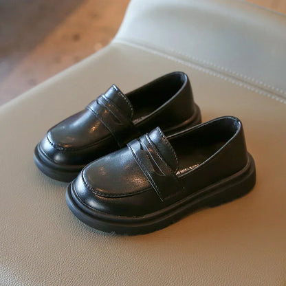Children Leather Shoes Spring Autumn Slip-on Boys Loafers Black Party Shoes Girls Students Dress Flats Formal Wedding Kids Shoes Platonel