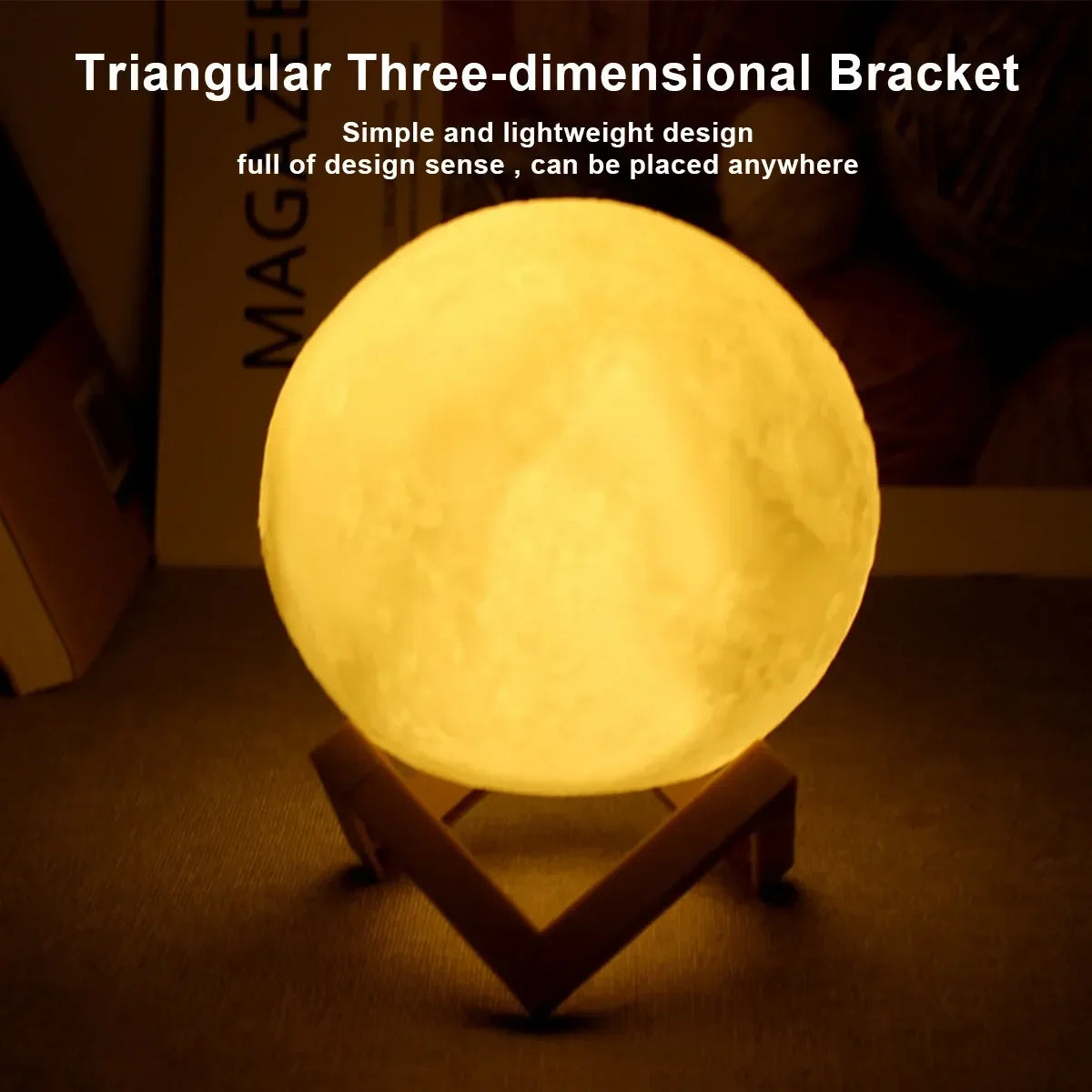 8cm Moon Lamp LED Night Light Battery Powered With Stand Starry Lamp Bedroom Decor Night Lights Kids Gift Moon Lamp Platonel