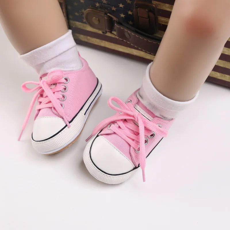 Meckior Baby Sneakers Baby Boys Girls Canvas Shoes Non-slip Rubber Sole Comfortable Soft Unisex Baby Basketball Shoes 0-18M Platonelstore